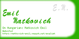 emil matkovich business card